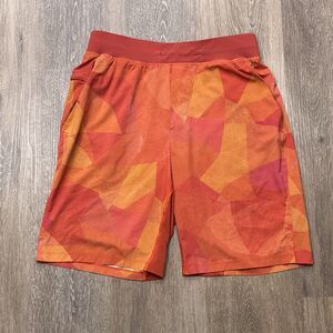 Lululemon T.H.E. Short 9" Mens Small Linerless Orange Zip Pocket Training